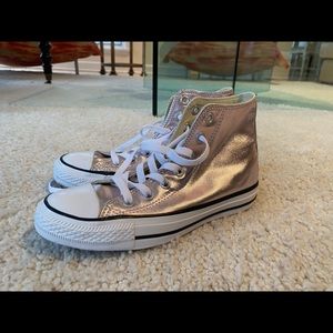 FREE PEOPLE Metallic High Top Chucks Converse